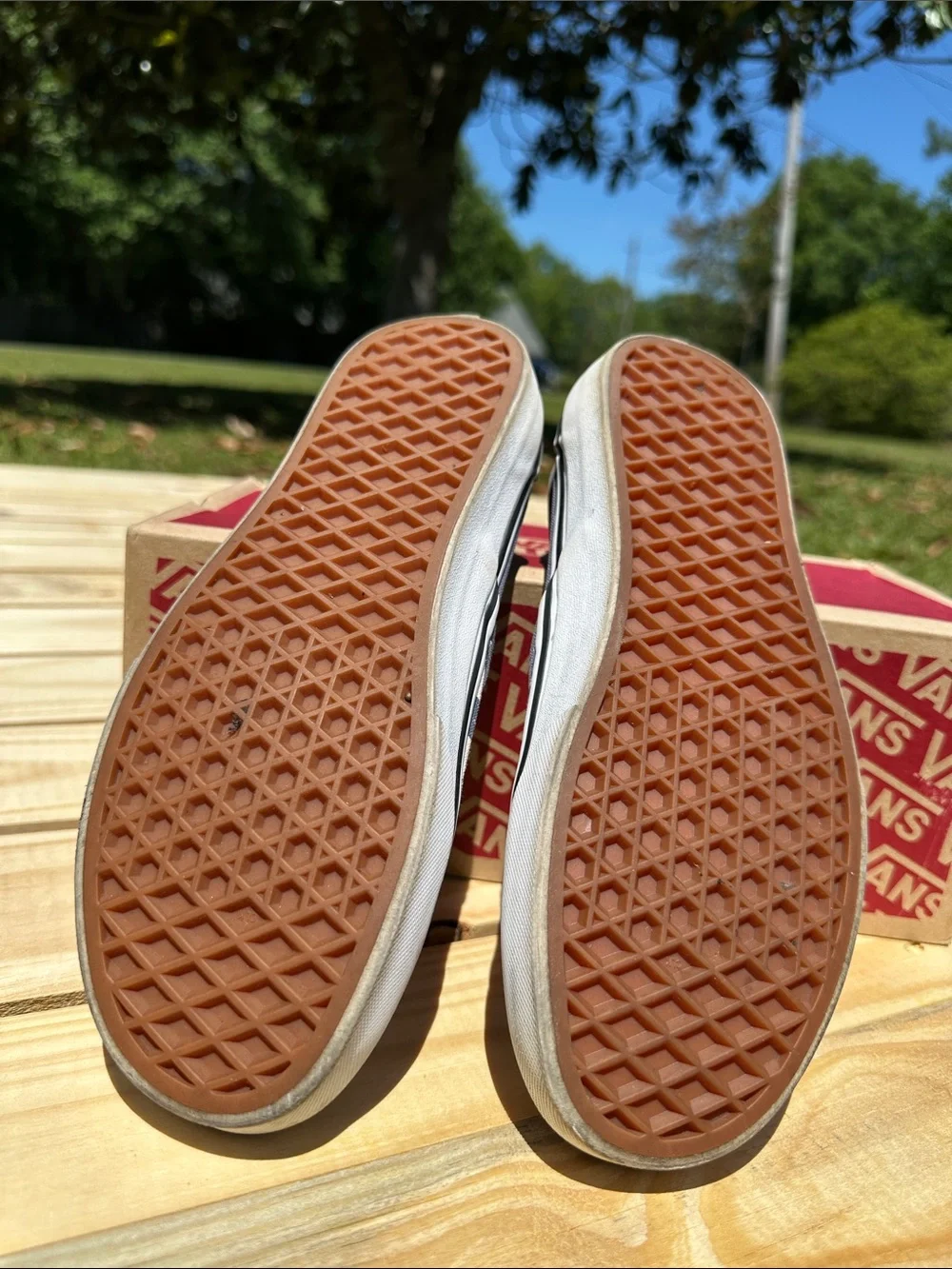 Vans Checkerboard Slip-On in Blue & Cream - Picture 2 of 7